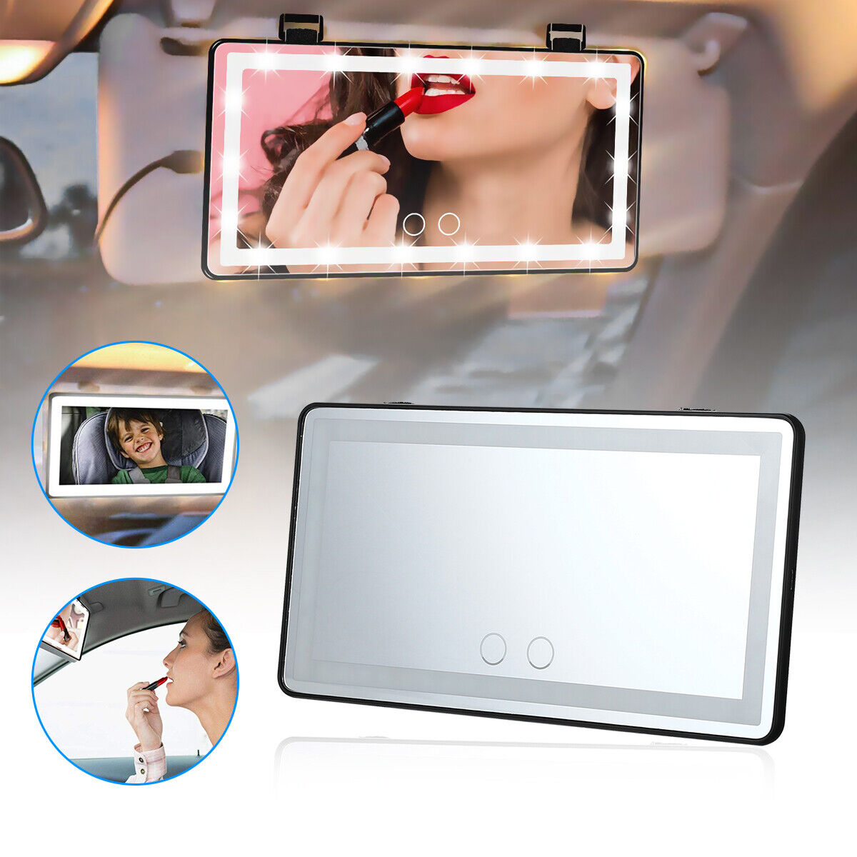 مرآة مكياج بإضاءة ليد للسيارة LED Light Makeup Mirror